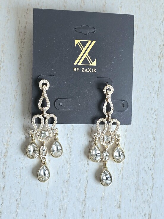 zaxie Jewelry - By Zaxie Gold Teardrop Crystal Chandelier Earrings - Gold